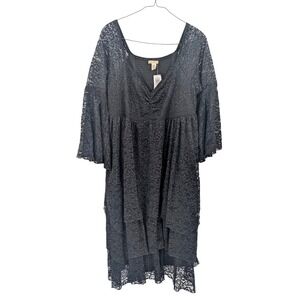 FESTI Black Lace Bell Sleeve Boho Dress Romantic Goth Cottagecore Size 3